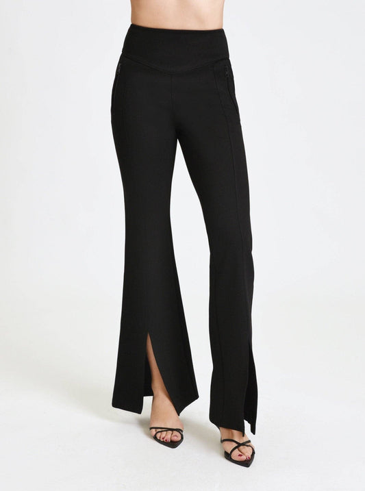 Black flared pants on a white background