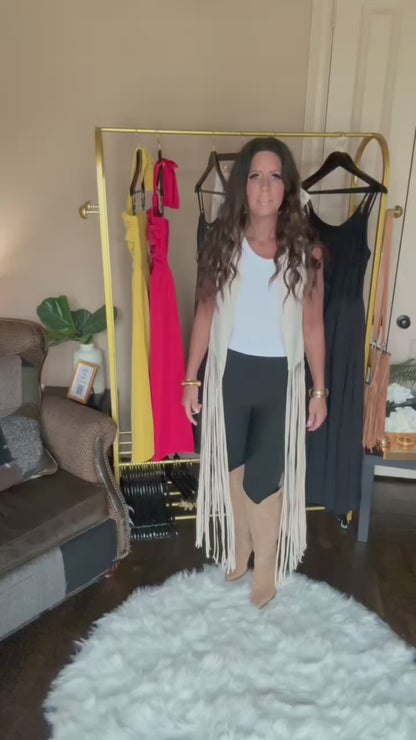 Cream Fringe Statement Vest