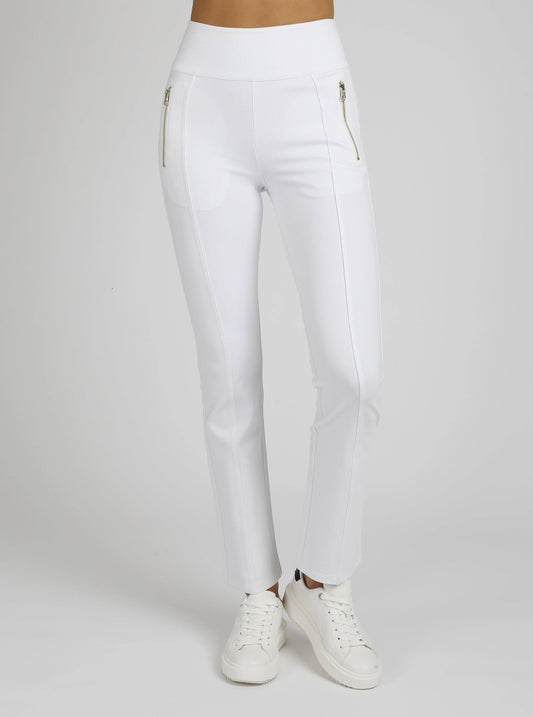 White pants with zippers on a white background